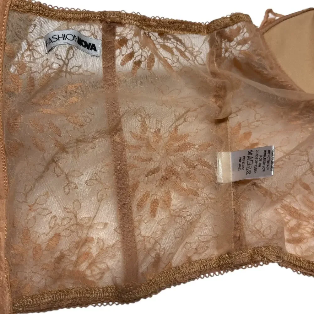 Fashion Nova Lace Corset Bustier Beige Large